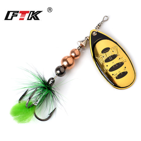 FTK 1pc Spinner Bait 12g 18g Metal Fishing Lures Wobblers Spoon Lures Pike Metal Bass Hard Bait With Feather Treble Hooks ► Photo 1/6