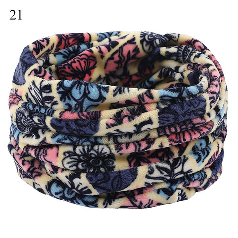 Winter Soft Fleece Scarf Double Layer Knitted Neck Warmer For Women Men Print Floral Plaid Solid Snood Scarves Warm Unisex ► Photo 1/6