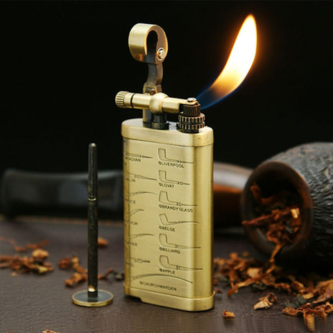 Original JF vintage brass gas lighter with multi-functional tobacco pipe and tampe cigarette holder cigar tool.gift box ► Photo 1/6