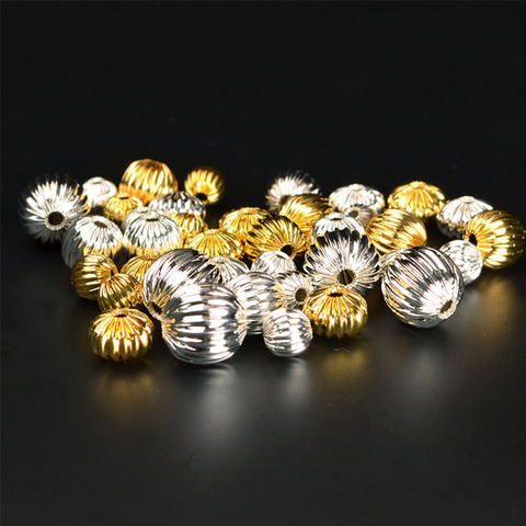 50pcs/lot Fashion Pumpkin Shape Copper Spacer Beads 4mm 6mm 8mm 10mm Handmade Loose Brass Beads DIY Jewelry Findings For Unisex ► Photo 1/5