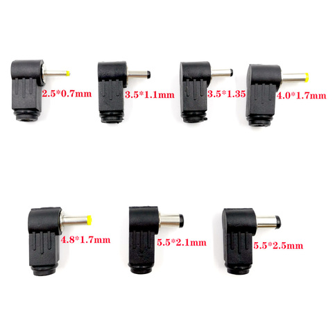 5pcs/lot5.5*2.5 5.5*2.1 4.8*1.7 4.0*1.7 3.5*1.35  2.5*0.7 mm Male DC Power Plug Connector Angle 90 degree L Shaped plastic Plugs ► Photo 1/6