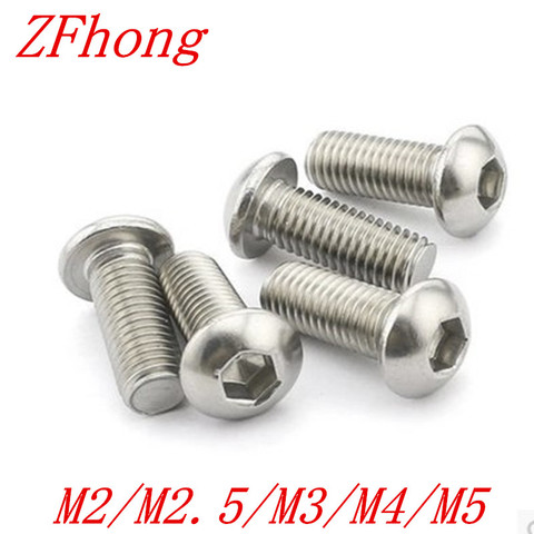 5-50PCS/LOT M2 M2.5 M3 m4 m5 m6 m8 ISO7380 304 Stainless Steel A2 Round Head Screws Mushroom Hexagon Socket Button Head Screw ► Photo 1/3