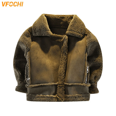 VFOCHI New Boys Girls Wool Coat Suede Jacket Winter Kids Windproof Coat Children Clothing Unisex Boys Girls Wool Coat Outerwear ► Photo 1/6