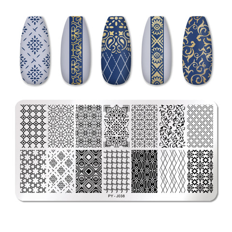 PICT YOU Nail Stamping Plates Texture Series Nail Art Image Plate Stainless Steel Nail Design Stamp Stencil Tools PY-J038 ► Photo 1/6