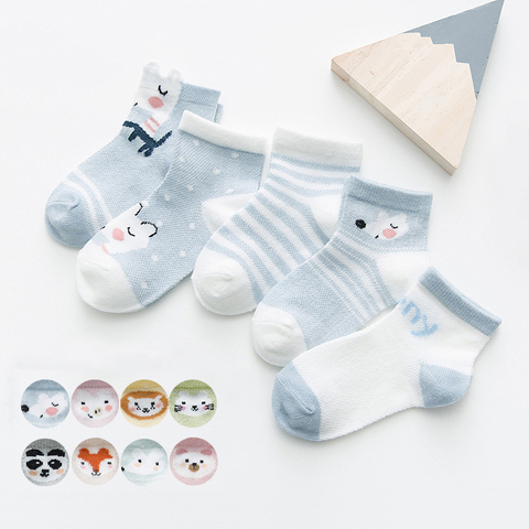 5Pairs/lot 2-12Y Children Socks Baby Socks for Girls Cotton Mesh Cute Newborn Boy Toddler Socks Baby Clothes Accessories ► Photo 1/6