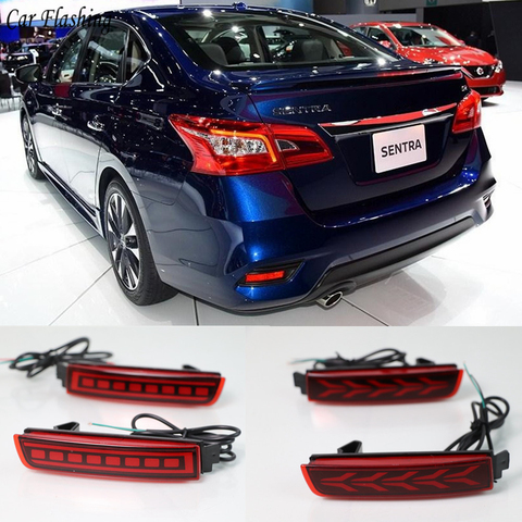 Car flashing 2Pcs For Nissan Sentra Sylphy 2012 2013 2014 2015 2016 2017 2022 Car LED Rear Fog Lamp Brake Light Rear Bumper Lamp ► Photo 1/6