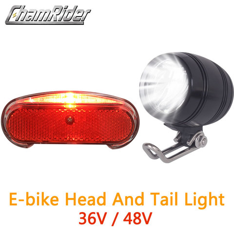 Free Shipping 36V 48V Compatible E-bike Headlight Taillight Set Front Light Rear Light set Headlamp Taillamp Set ► Photo 1/6