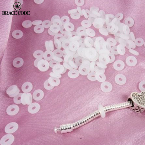 White Rubber Clip Charms Safety Stopper Beads Silicone safety non-slip hose Fits Original Brand Charm Bracelets Accessories ► Photo 1/2