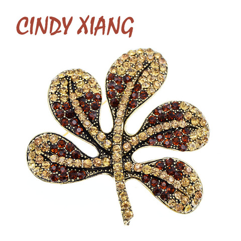 CINDY XIANG Rhinestone Leaf Brooches For Women Vintage New Plant Jewelry Coat Accessories 4 Colors Available Good Gift ► Photo 1/6