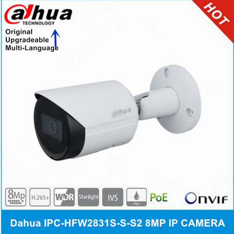 original dahua IPC-HFW2831S-S-S2 8MP IP Camera POE IP67 IR30M P2P Bullet Starlight Camera ► Photo 1/2