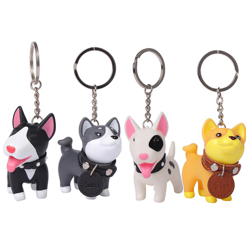 Cute Dog Keychain Figure PVC Doll Toys Key Ring Holder Shiba Inu Bull Terrier Excellent Gift  for Car Accessories ► Photo 1/6