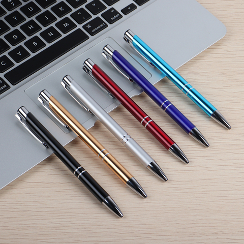 2PCS 6colors Metal Ballpoint Pen Press Style Stainless Steel Material Ball Pens For School Office Stationery Supplies ► Photo 1/1