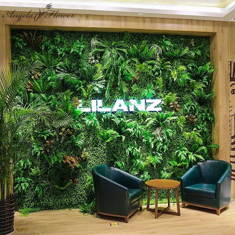 40*60cm Artificial green wall fake plants Eucalyptus leaf bouquet  DIY wedding backdrop decor hotel shop window flower wall ► Photo 1/6