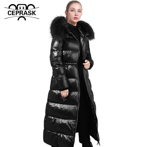 CEPRASK 2022 New Fashion Winter Coat Women X-Long High Quality Cotton Parkas Hooded Plus Size Warm Faux Fur Thick Woman Jacket ► Photo 1/6