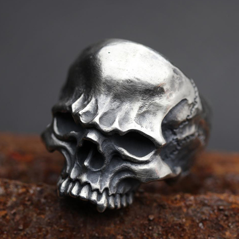 EYHIMD Fashion Vintage Skull Men's Ring Unique Cranium Biker 316L Stainless Steel Rings Gothic Punk Jewelry ► Photo 1/6