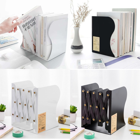 1 Pcs Metal Adjustable Bookshelf Bookends Iron Hollow Decorative Book Ends Shelf Holder Stand  For Books Organizer Stationery ► Photo 1/6