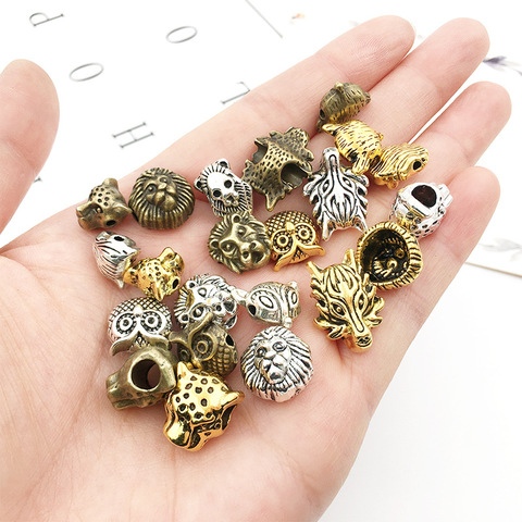 Mixed 10pcs/lot Vintage Charm Beads Sparta Leopard Lion Heads Owl Spacer Beads For DIY Bracelet Jewelry Finding Making ► Photo 1/6