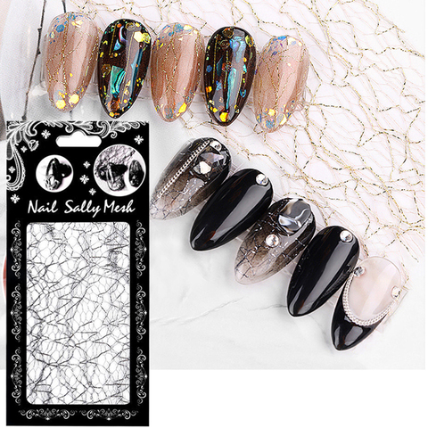 Nail Sticker 3D Mesh Slider Adhesive Design Silver Gold Decal Manicure Art Decoration Foil Lacquer Accessoires ► Photo 1/6