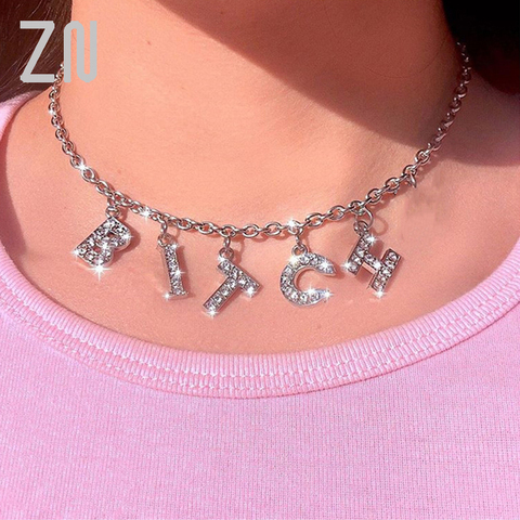 ZN 22 Style Customized Necklace Crystal Letter Necklace Women Jewelry Gift Personalized Necklace ANGEL Necklace HONEY Choker ► Photo 1/6