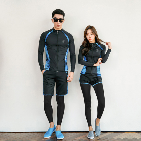 Men's Long Sleeve Zip Front Rashguard 3pcs set Swimsuit Full Body Dive Surf Snorkeling Suits Women 5pcs Yoga Fitness Jogger Suit ► Photo 1/6