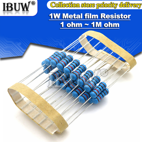 20pcs 1W Metal film resistor 1% 1R ~ 1M 2R 10R 22R 47R 100R 330R 1K 4.7K 10K 22K 47K 100K 330K  470K 1 2 10 22 47 100 330 ohm ► Photo 1/1