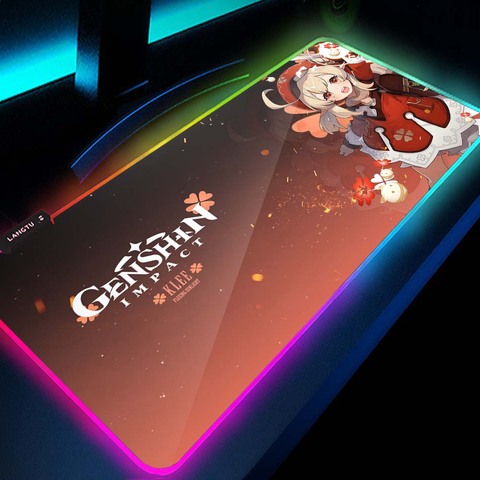 Genshin Impact Mouse Pad Red Led Keyboard Mat Game Sexy Mouse Mat Gamer Rug Anime 900x400 80x30 Computer Accessories Cute Large ► Photo 1/6