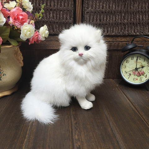 Realistic Plush Toy Simulation Cat Doll White Persian Cats Lifelike Kitten Model Birthday New Year Valentine's Day Gift Ornament ► Photo 1/6