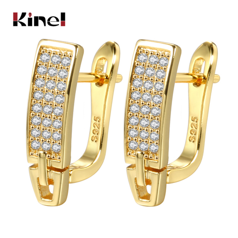 Kinel Fashion Cubic Zirconia Stud Earrings Gold Silver Color Plated Small Earrings for Women Charm Jewelry Anniversary Gifts ► Photo 1/6