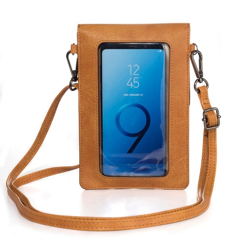 Touch Screen Leather Phone Purse with Clear Window Pocket Shoulder Strap Small Crossbody Bag Women Girls Wallet Pouch ► Photo 1/1