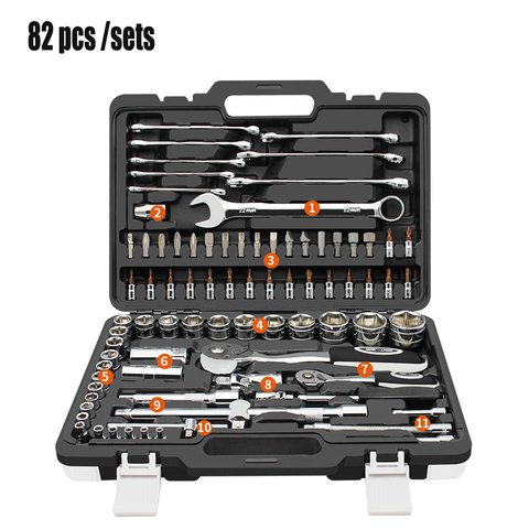 Ratchet Torque Wrench The key Combination Auto Repair Hand Tools for Car Kit a set of keys spanners ► Photo 1/6
