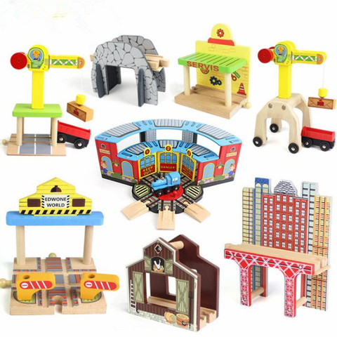 1PC Wooden Train Track Accessories Parking Lot Railway Station Fit for Thomas Biro Multiple Tracks Educational Toys for Children ► Photo 1/1