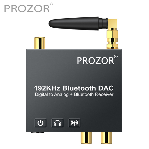 PROZOR Bluetooth DAC Digital to Analog Audio Converter Adapter Coaxial Toslink to Analog Stereo L/R RCA 3.5mm with Power Switch ► Photo 1/6