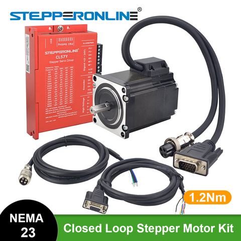 STEPPERONLINE Nema 23 Closed Loop Stepper Motor 1.2Nm Nema23 Stepper Motor Kit 4A ＆ 2pcs 1.7m Cables ► Photo 1/4