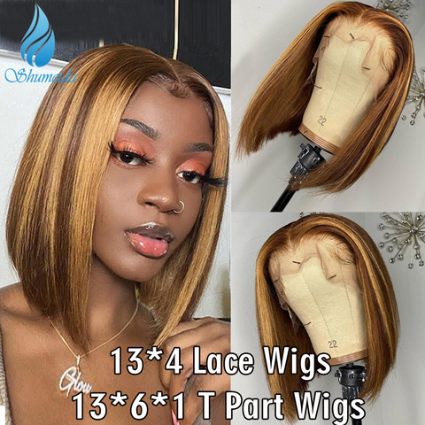 Highlight Color Lace Front Wig 150% Density Brazilian Remy Human Hair Wigs  6inch Deep Part Lace Wigs Blonde Short Bob Wigs - Price history & Review |  AliExpress Seller - Shumeida Hair Store 