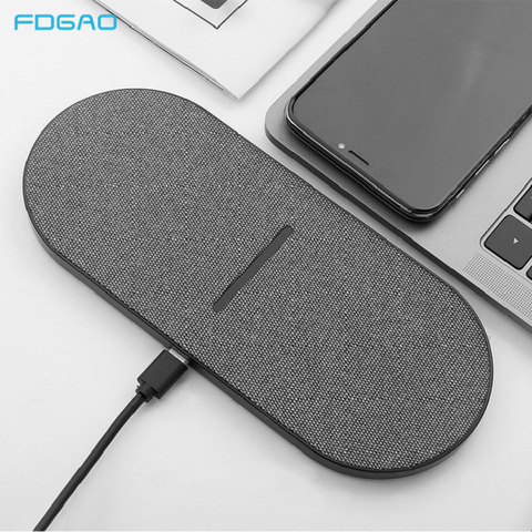 2 in 1 20W Dual Seat Qi Wireless Charger for Samsung S20 S10 Double Fast Charging Pad for IPhone 12 11 Pro XS XR X 8 Airpods Pro ► Photo 1/6