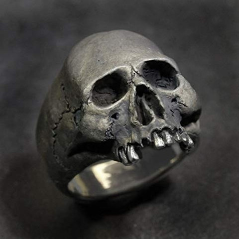 FDLK    New Vintage Zinc Alloy Skull Silver Color Ring Mens Skull Biker Rock Roll Gothic Punk Jewelry Ring ► Photo 1/6