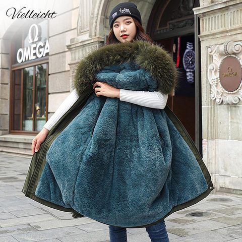 Vielleicht 2022 New Cotton Thicken Warm Winter Jacket Coat Women Casual Parka Winter Clothes Fur Lining Hooded Parka Mujer Coats ► Photo 1/6