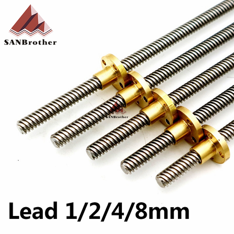 3D Printer THSL-300-8D Trapezoidal Rod T8 Lead Screw Thread 8mm Lead1mm Length100mm200mm300mm400mm500mm600mm with Brass Nut ► Photo 1/5