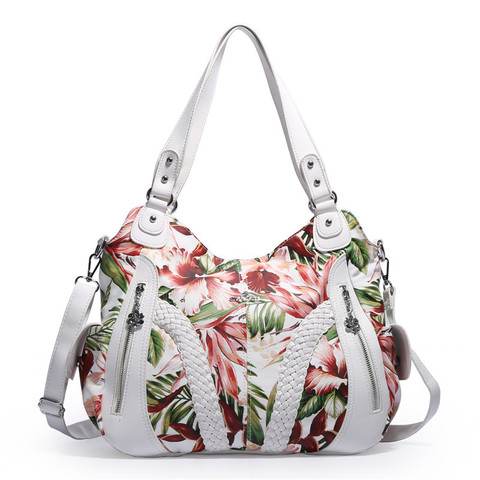 Angel Kiss 2022 New Arrival Women Floral Handbag Female Flower Print White Bag Messenger Tote with Adjustable Long Strap ► Photo 1/6