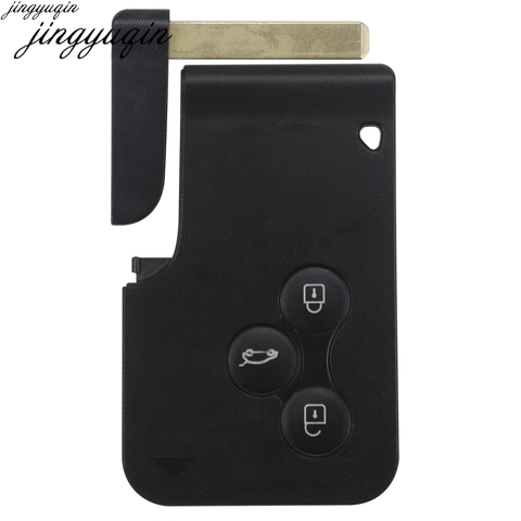 jingyuqin 3 Button Smart Card For Renault Clio Logan Megane 2 3 Koleos Scenic Card Case Black Car Key Fob Shell With Small Key ► Photo 1/4