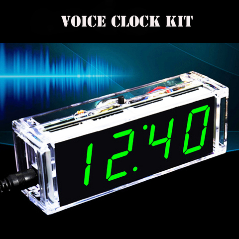 diy clock kit digital tube Time temperatiure date display English voice time night light diy electronic kit  soldering subject ► Photo 1/6