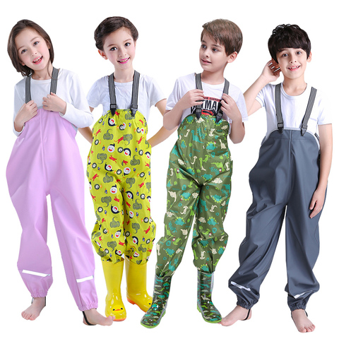 2022 Spring PU Waterproof Pants for Children Sports Baby Girls Rain Overalls Outdoor Kids Boys Trousers Summer Toddler Clothes ► Photo 1/6