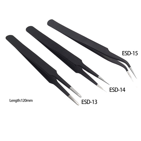 ESD-13 ESD-14 ESD-15 Anti-static Curved Straight Tip Forceps Precision Soldering Tweezers Set Electronic ESD Tweezers Tool ► Photo 1/2
