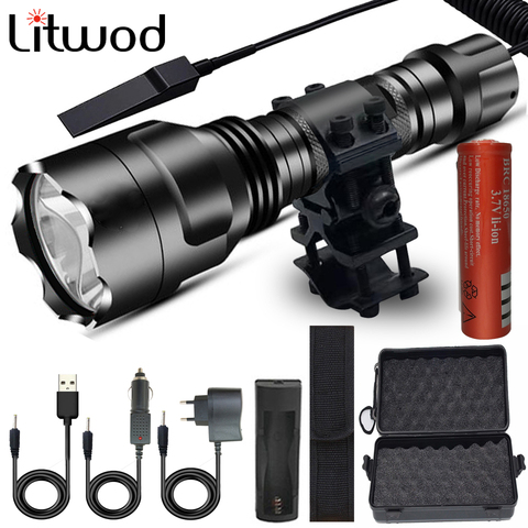 XHP50 Tactical Light Flashlight Lamp Torch 5 Shock Resistant Hard Defense Led Bulbs C8 Litwod Hunting Aluminum Black T6 3800 15W ► Photo 1/6