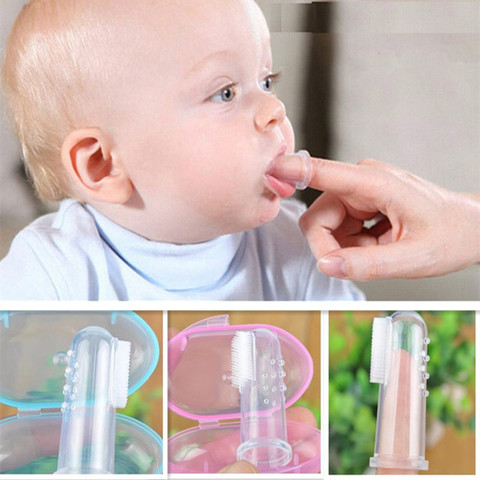 Soft Silicone Baby Finger Toothbrush with Box Infant Healthy Clean Massage Tooth Gum Massager Tongue Transparent Teether Cleaner ► Photo 1/6