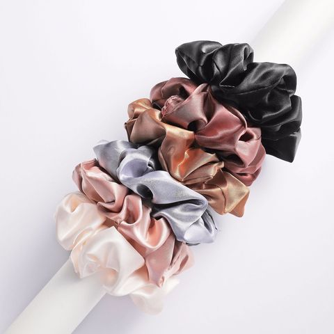 6pcs/lot Fashion Women Girls Silky Satin Hair Scrunchies Solid Stretch Elastic Hair Tie Simple Elegant Rubber Band Ponytail Tie ► Photo 1/6