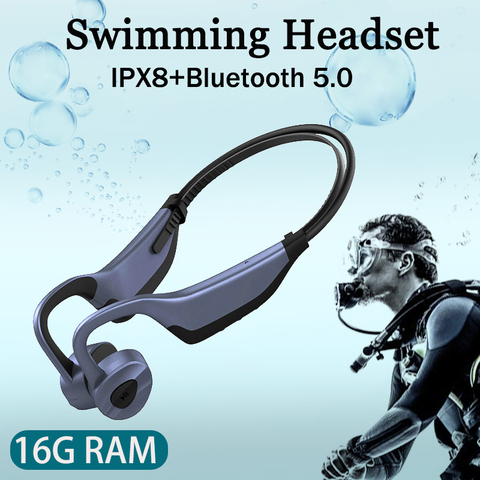 New Swim Bone Conduction Headphones  Bluetooth wireless Earphone 16GB MP3 Music Player Waterproof Earbuds Fitness Sport Headset ► Photo 1/6