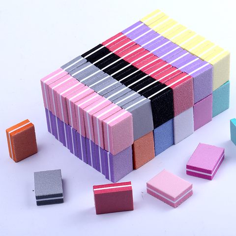 10/25/50pcs lot Double-sided Mini Nail File Blocks Colorful Sponge Nail Polish Sanding Buffer Strips Polishing Manicure Tools ► Photo 1/6
