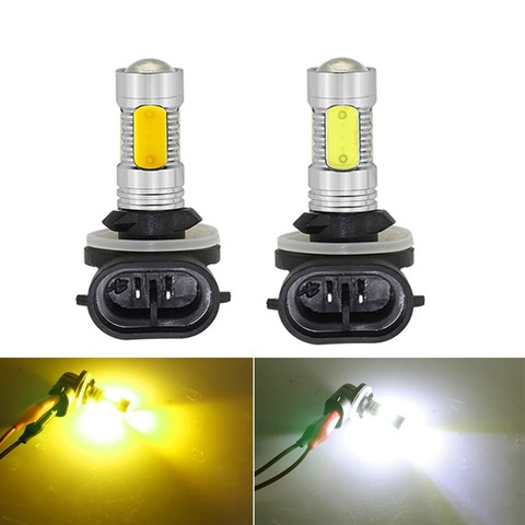 NHAUTP 2Pcs H27W2 H27W/2 880 881 LED Fog Lamp High Power COB 7.5W Car LED Fog Lights DRL White Yellow Auto Lamp 12V ► Photo 1/6