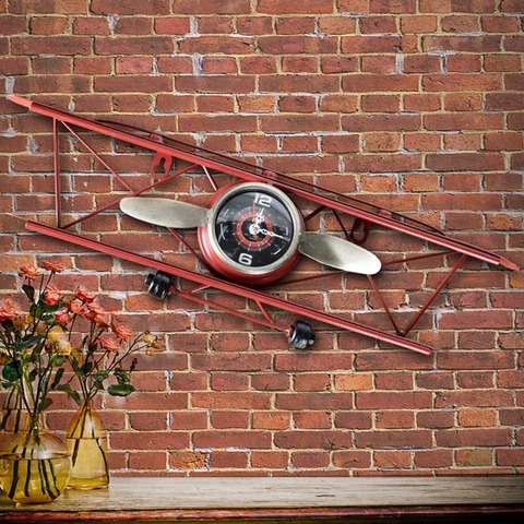Creative Retro Aircraft Clock, Living Room, Dining Wall, Wall Decoration, Wall Hanging, Iron Ornamental Clock ► Photo 1/6